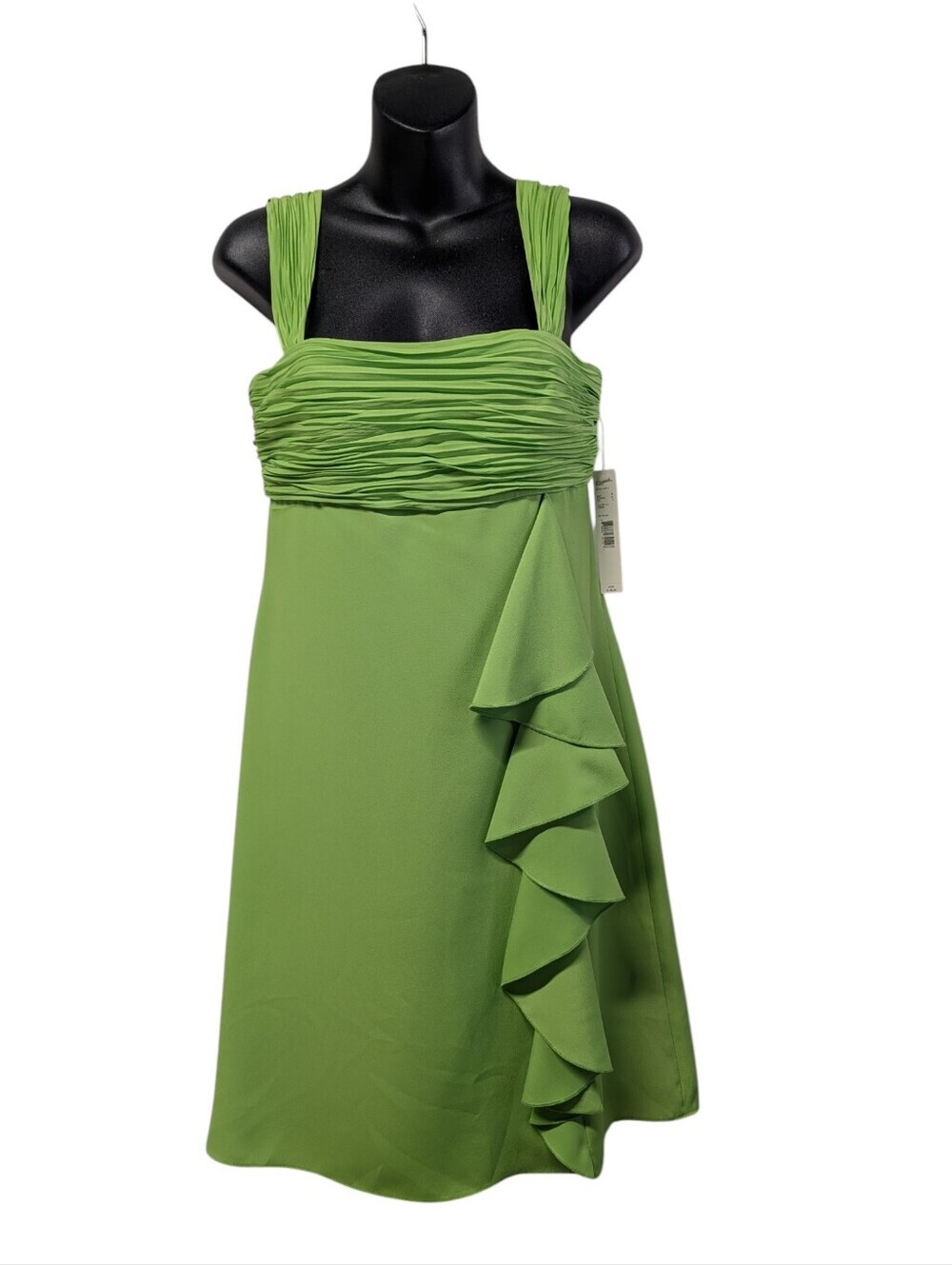Gianni Bini Size 4 Lime Green Ruffle Strapless Ruched Cocktail Dress NWT